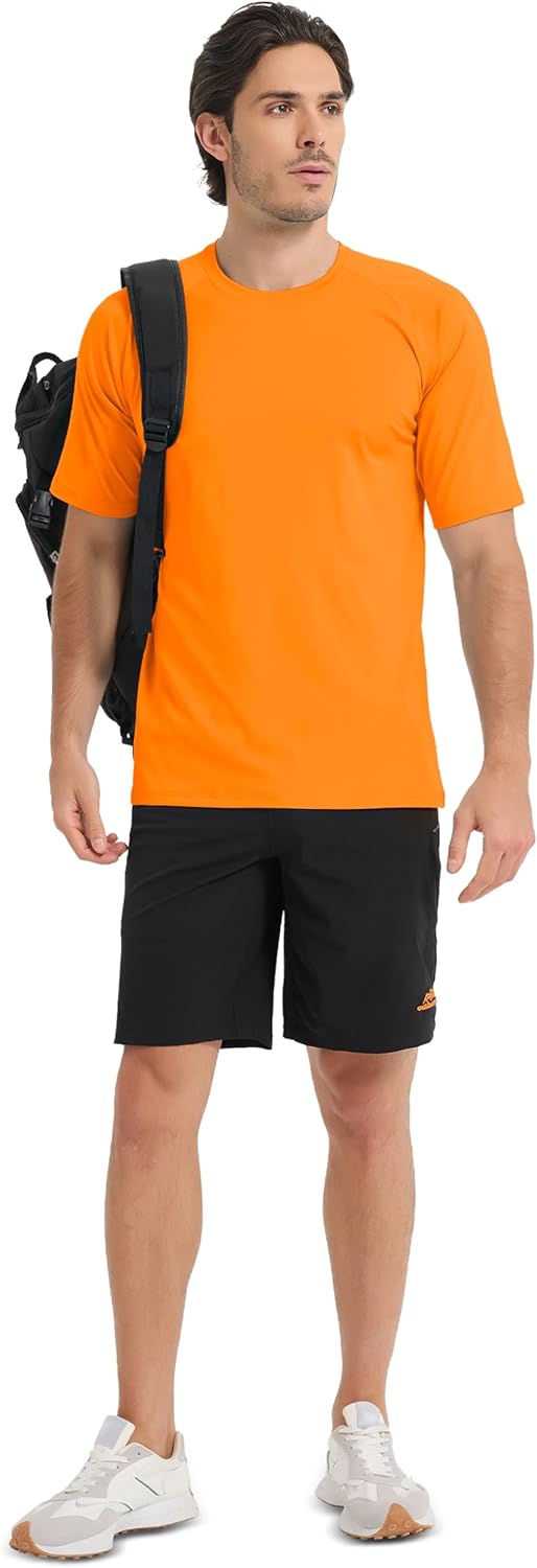 MAGCOMSEN Men's Short Sleeve UPF 50+ Sun Protection Shirts Quick Dry Athletic T-Shirt Hiking Running Swimming Rash Guard