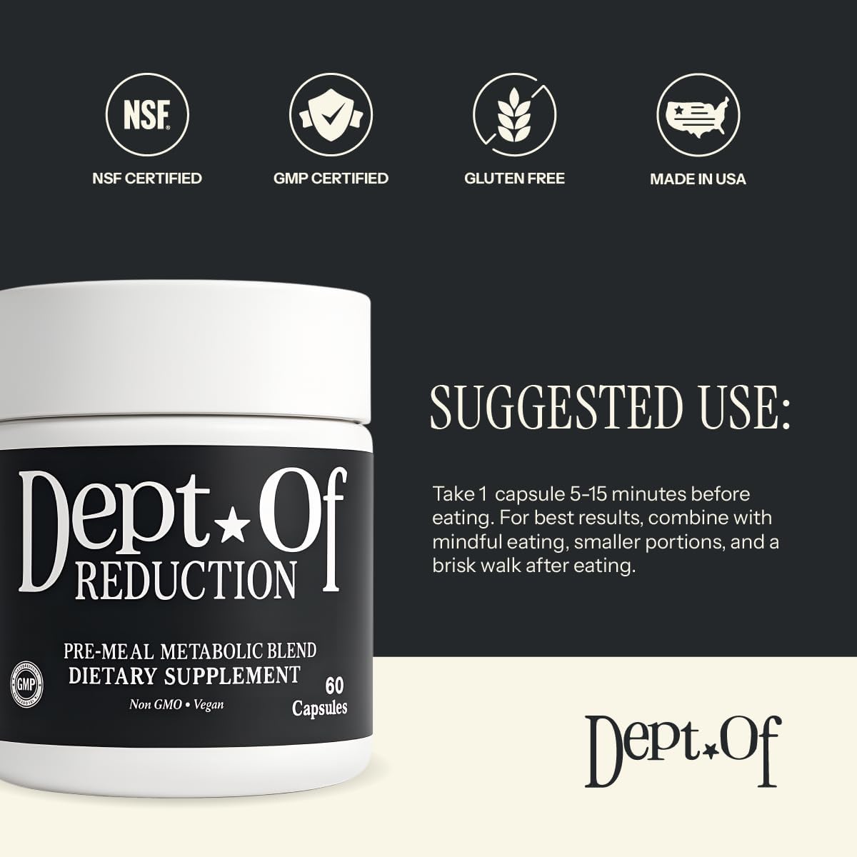 Dept. Of Reduction – White Mulberry Leaf & Cinnamon – Supports Healthy Carbohydrate Metabolism, Digestive Balance & Post-Meal Energy – 60 Vegan Capsules - Department of