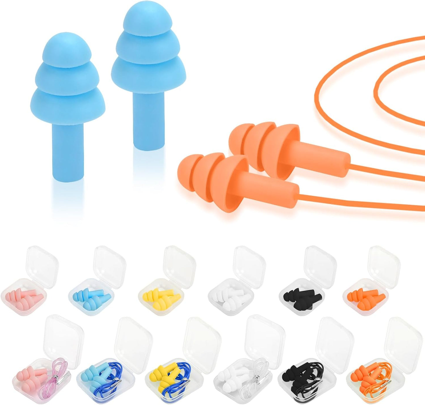 Ear Plugs for Swimming,Sleeping Noise Cancelling,Snoring,Shoting,Working, Reusable Silicone Earplugs, Super Soft Ear Plug for Noise Reduction, Ears Protection (12 Pairs)