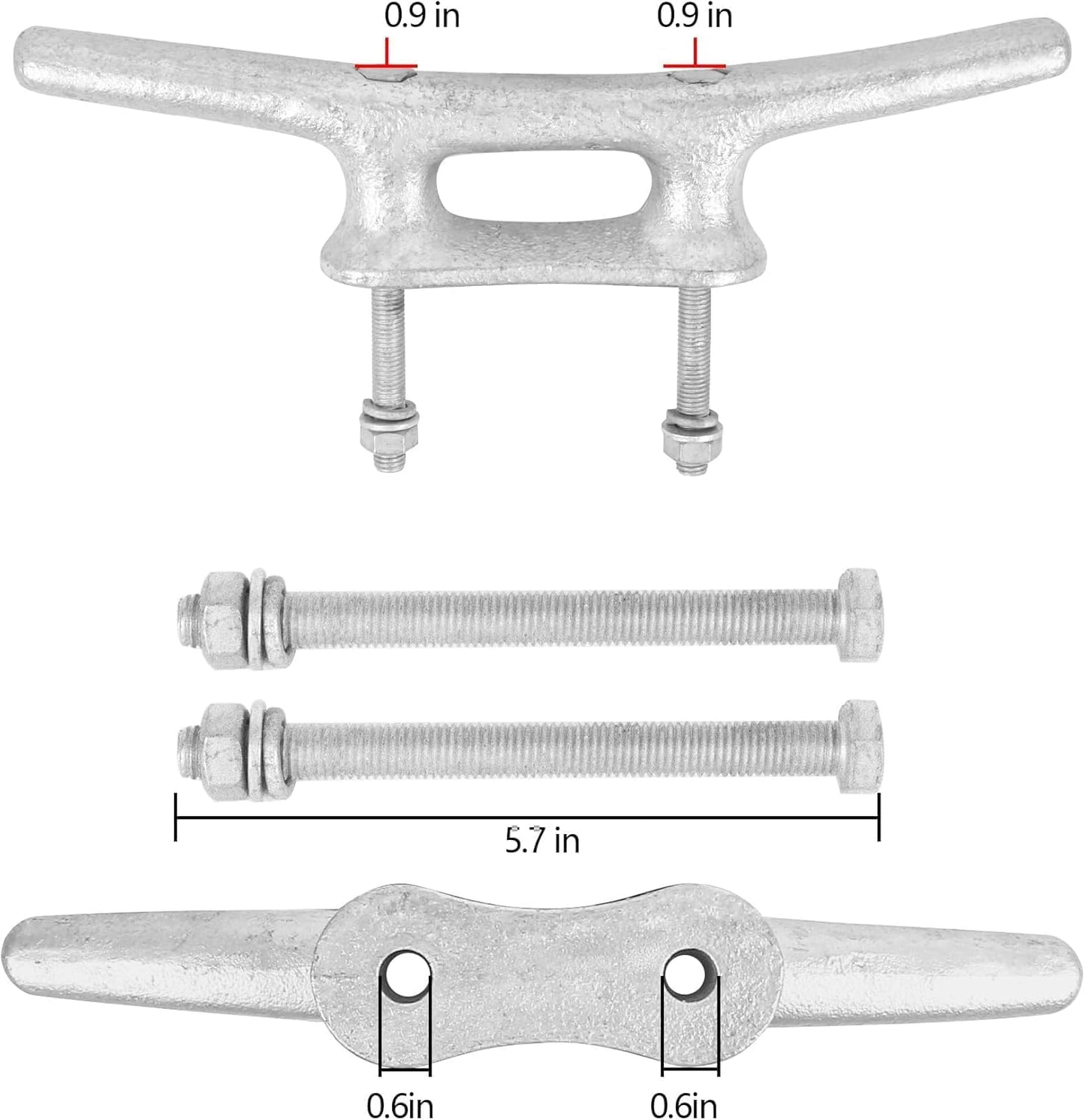 6/8/10/12/14 inch Dock Cleats With Bolts,Hot Dipped Galvanized Cast Iron Boat Cleats,Rope Cleat Boat Dock Cleats for Boat Docks,Decks,Piers for Tying up Boats,Marine Decor(1,2,4,5,6,8,10,12 Pack)
