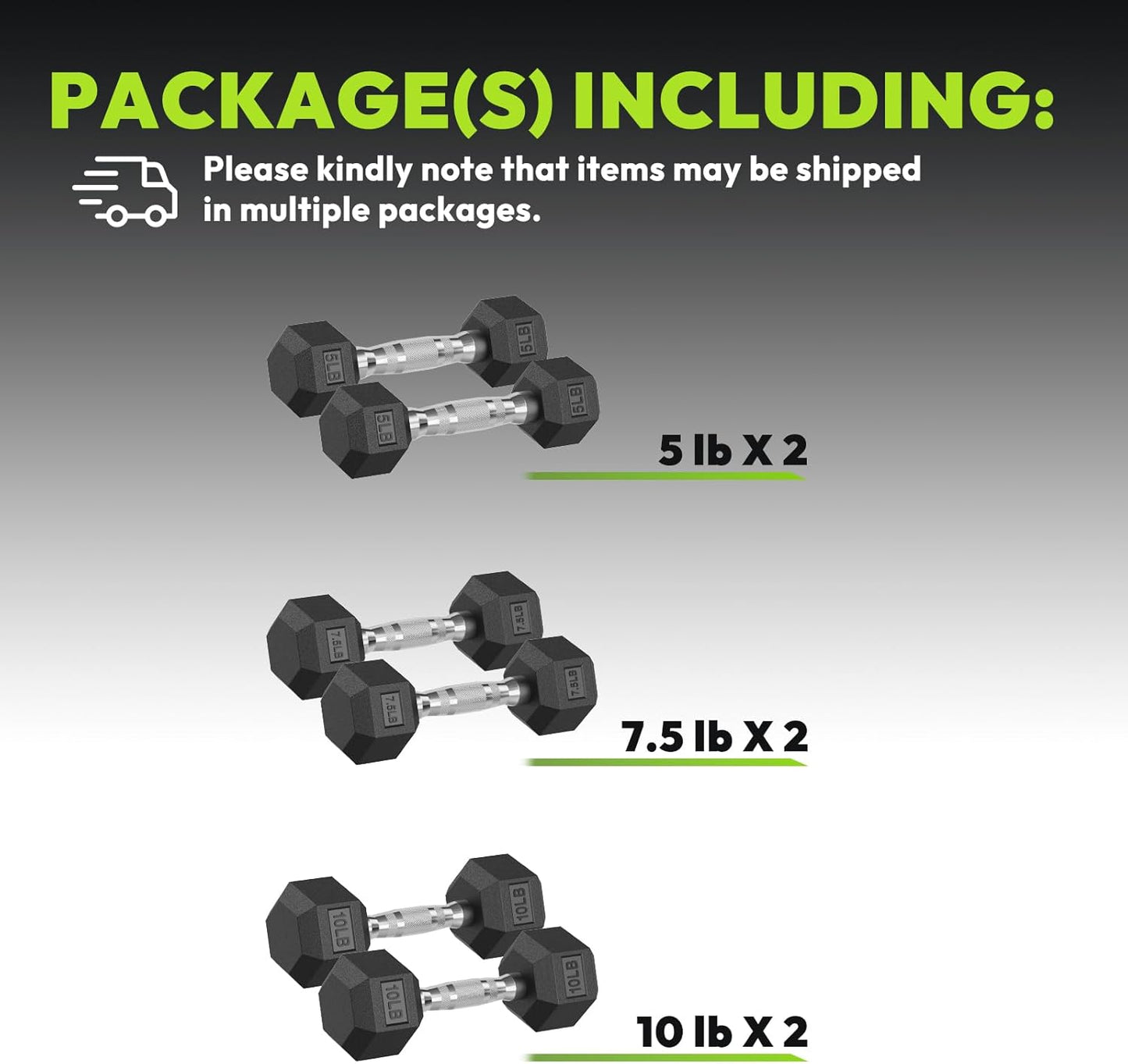 Hex Dumbbell 45-480 lb Set, Rubber Encased Exercise & Fitness Dumbbells for Home Gym, Hand Weights for Strength Training
