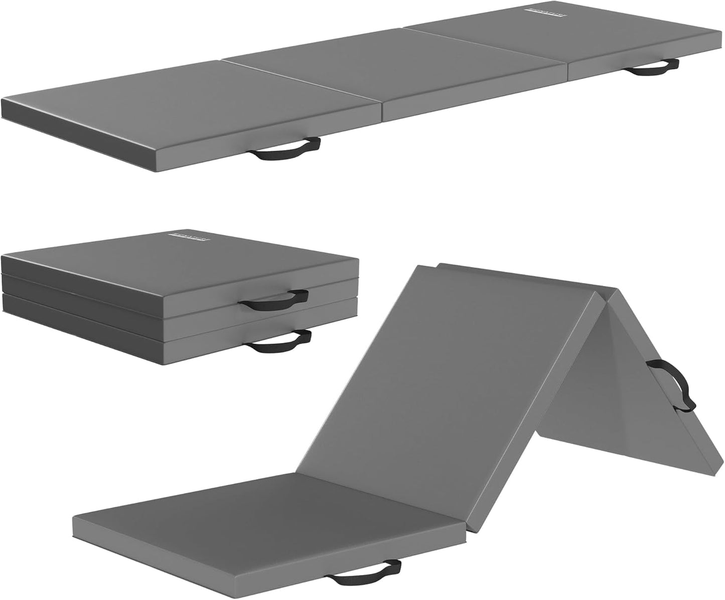 Folding Exercise Gymnastics Mat, 2" Thick Gym Workout Mat with Carrying Handles High-Density Anti-Tear Portable Fitness Aerobics Mats for Home Gym Yoga Pilates Tumbling MMA Core Training