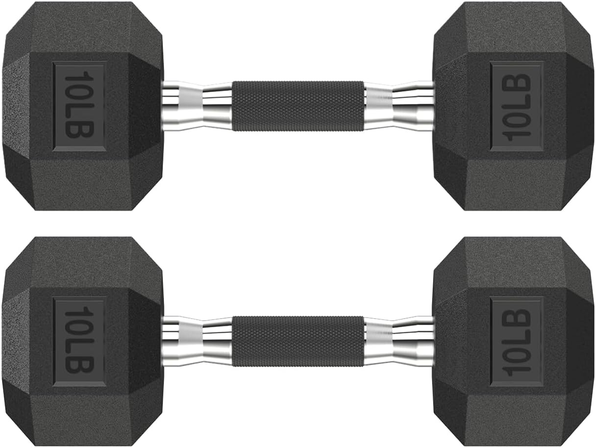 Hex Dumbbell Set 2.5-400 lb, Rubber Encased Exercise & Fitness Dumbbells, Weights Dumbbells Set of 2, Hand Weight for Strength Training