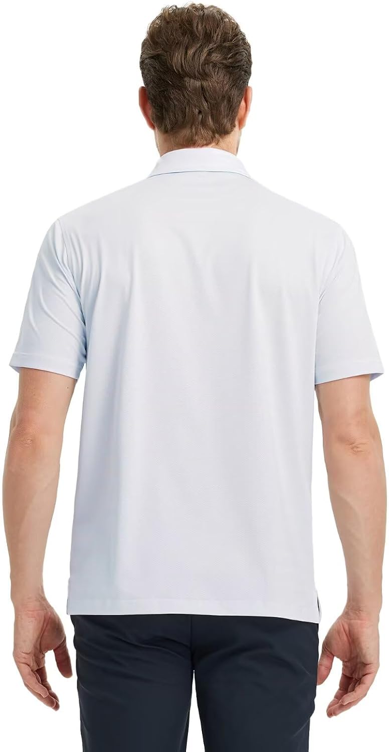 M MAELREG Golf Shirts for Men Short Sleeve Dry Fit Casual Striped Performance Moisture Wicking Collared Mens Polo Shirts