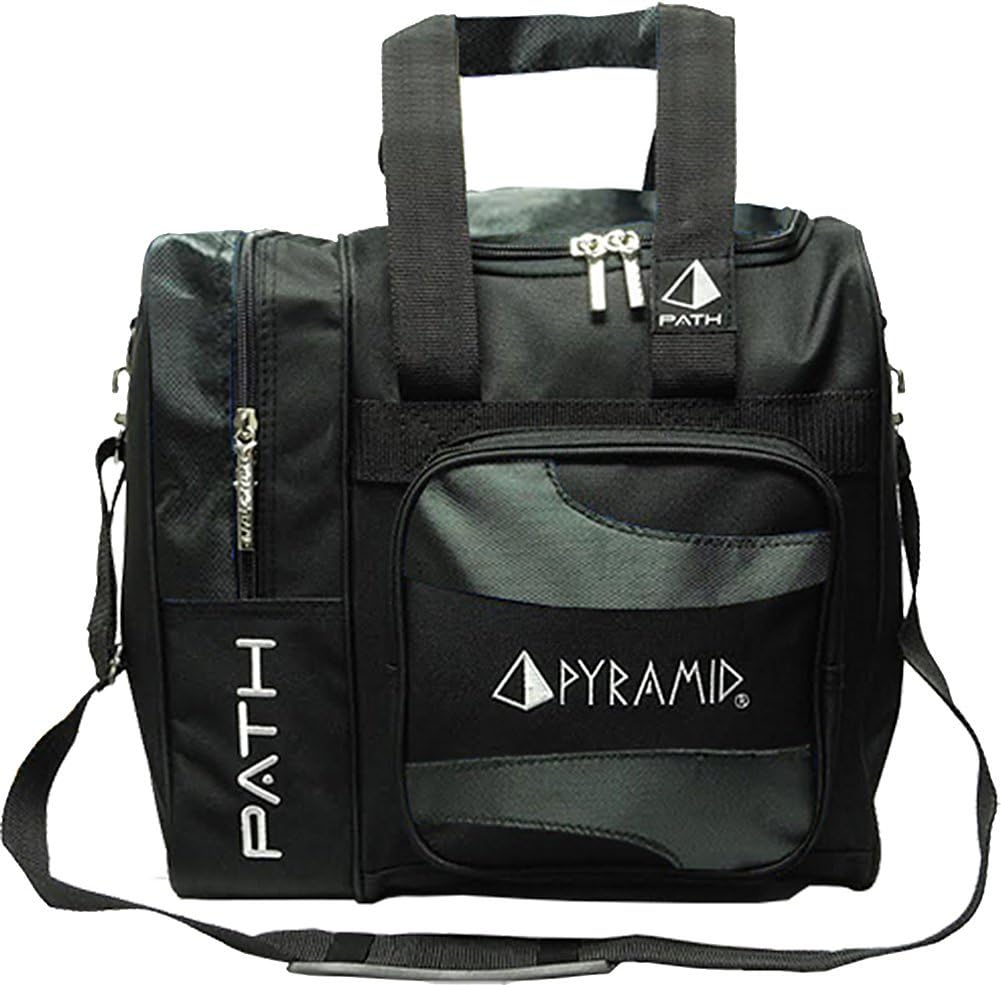 Pyramid Path Deluxe Single Tote Bowling Bag with Large Separate Compartment for Bowling Shoes (Up To US Mens Size 15) or Accessories - Holds One Bowling Ball
