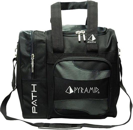 Pyramid Path Deluxe Single Tote Bowling Bag with Large Separate Compartment for Bowling Shoes (Up To US Mens Size 15) or Accessories - Holds One Bowling Ball