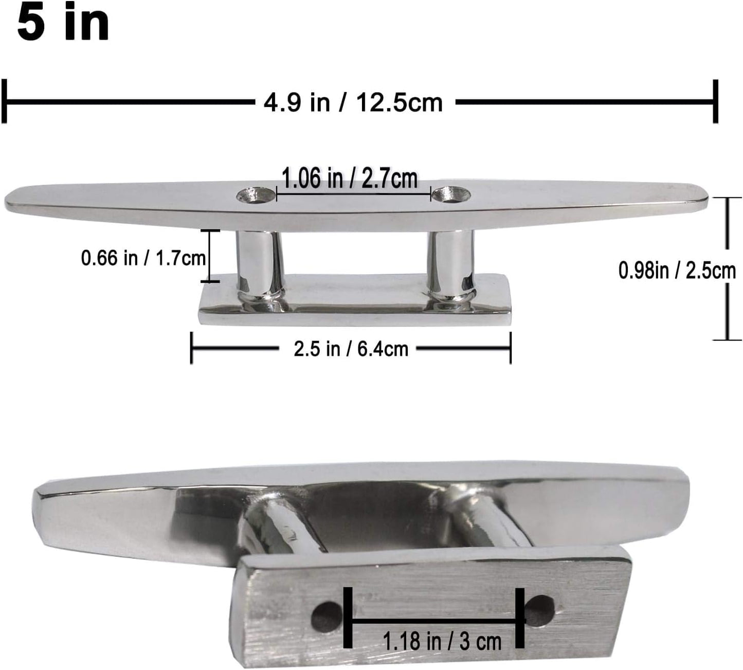 Boat Cleat Open Base Boat Cleat 4/5/6/8 inch, Dock Cleat All 316 Stainless Steel Boat Mooring Accessories, Include Installation Accessories Screws