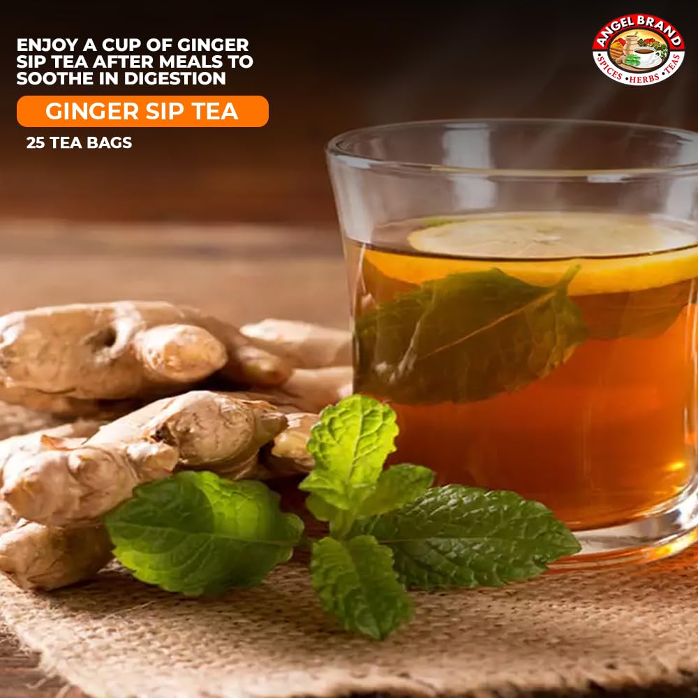 Angel Brand Ginger Tea Bags 25 – Ginger Root Tea for, Digestion & Immune Support