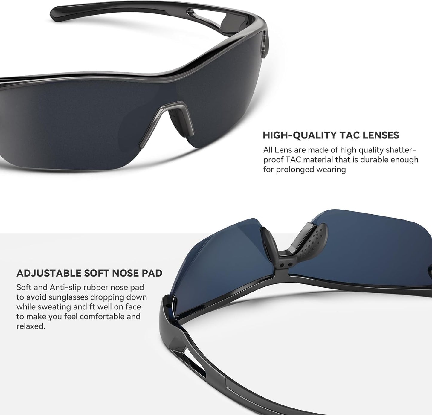 BEACOOL Polarized Sports Sunglasses for Men Women Youth Baseball Cycling Running Fishing Golf Motorcycle TAC Glasses UV400