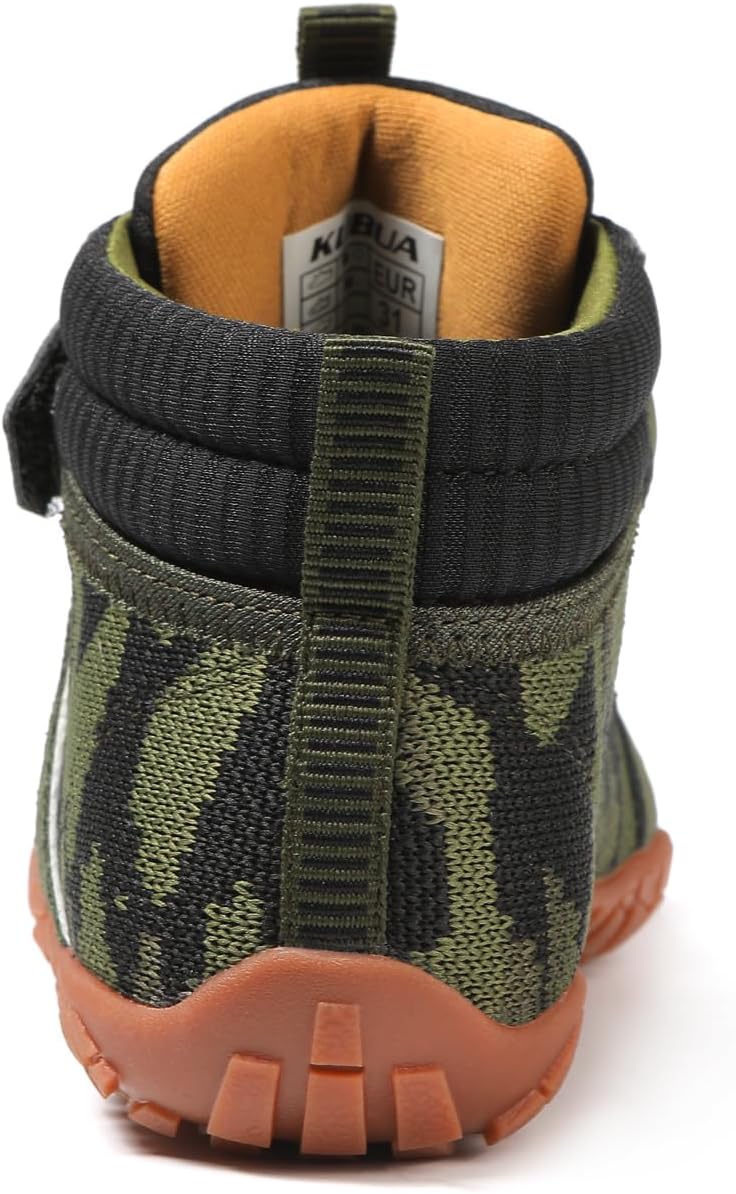 KUBUA Kids High Top Barefoot Shoes Boys Girls Minimalist Sneakers Lightweight Comfort Zero Drop Shoes Toddler Little Big Kid