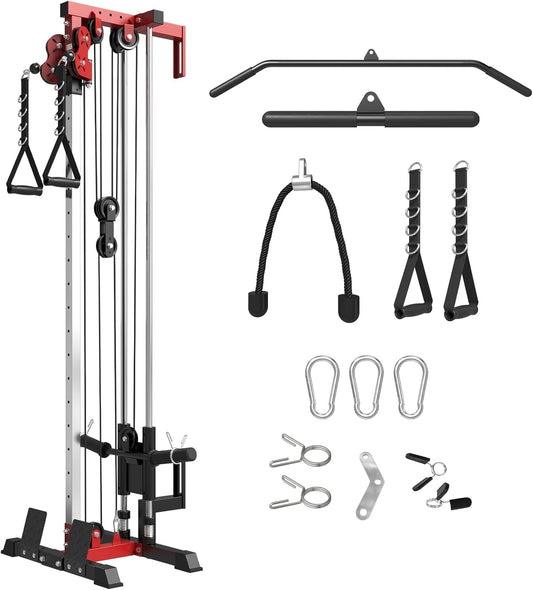 Mikolo Wall Mount Cable Station, Cable Crossover Machine with Dual Pulley System and 18 Adjustable Positions for Home Gym Fitness Equipment