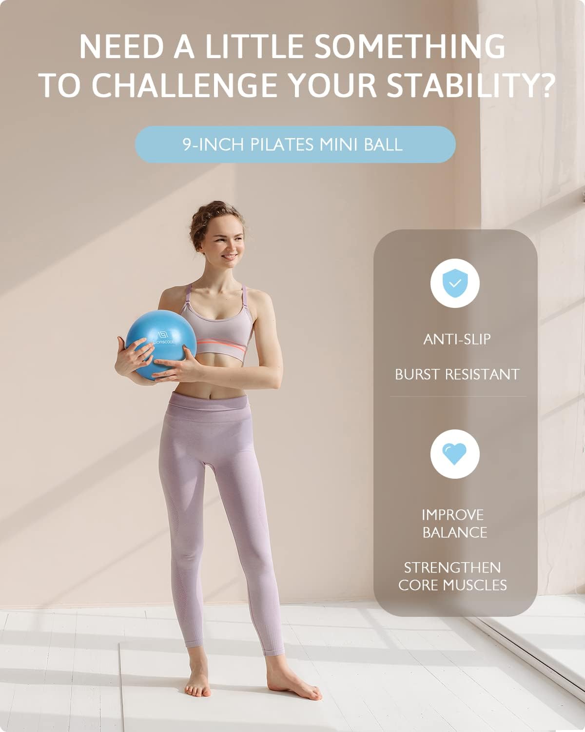 LIONSCOOL Pilates Ring Set – 14" Anti-Deformation Magic Circle with Padded Handles, Mini Ball, Resistance Bands, Guide & Bag