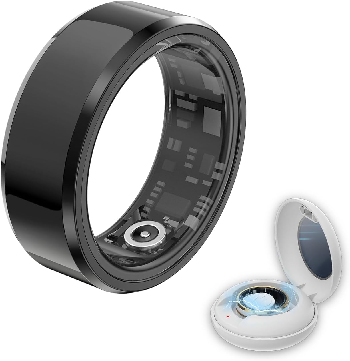 Smart Ring Health Tracker - Fitness Sleep Heart Rate Blood Oxygen Tracker Smart Ring for Men and Women,IP68 Waterproof Level Bluetooth Fitness Tracker Rings - Free APP