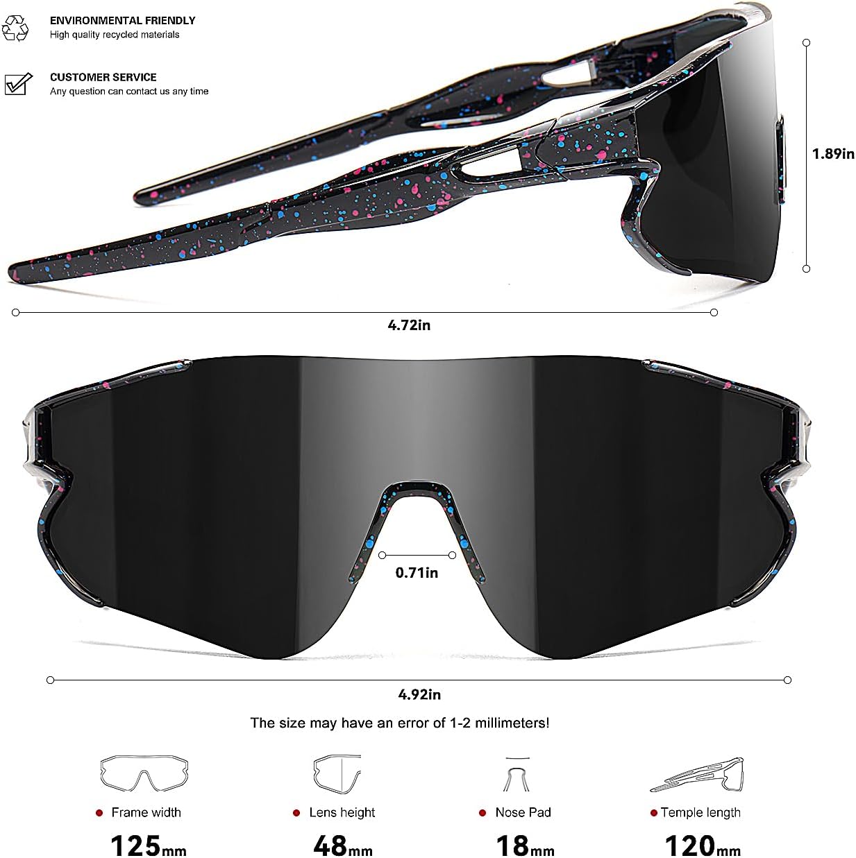 Kids Baseball Sunglasses for Boys Girls Youth Softball Cycling Sports Sunglasses UV400 Protection Age 5-12