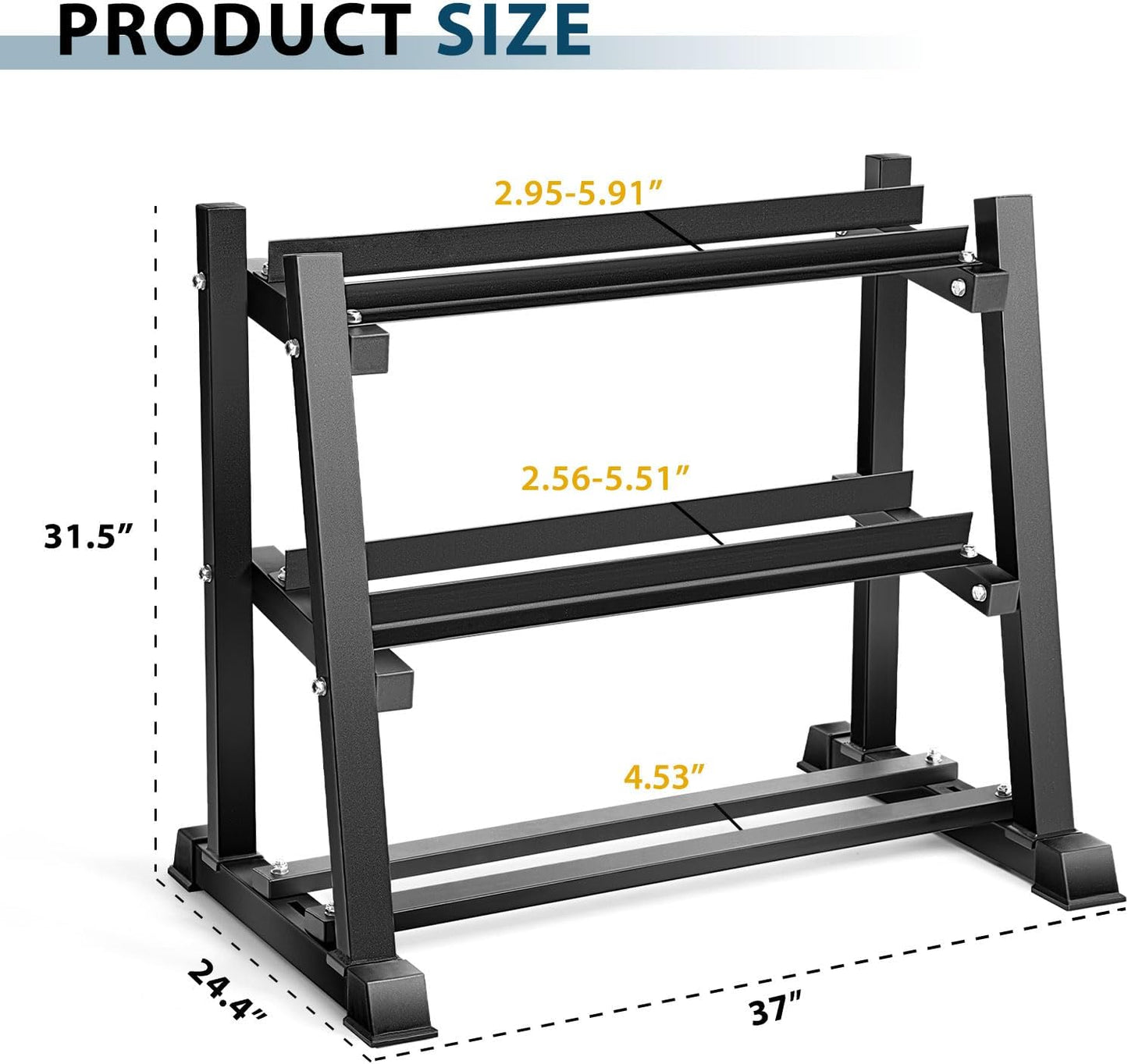 Dumbbell Rack, Bongkim Dumbbell Set with Rack Stand, Dumbbells Weights Rack for Home Gym, Weight Rack for Dumbbells, Kettlebells, and Weight Plates 1100LBS