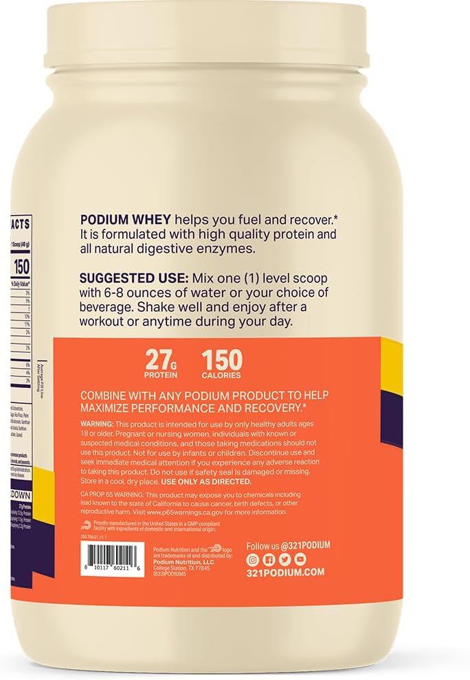 Podium Nutrition, Whey Protein Powder, Peanut Butter Crunch, 22 Servings, 27g of Whey Protein Per Serving