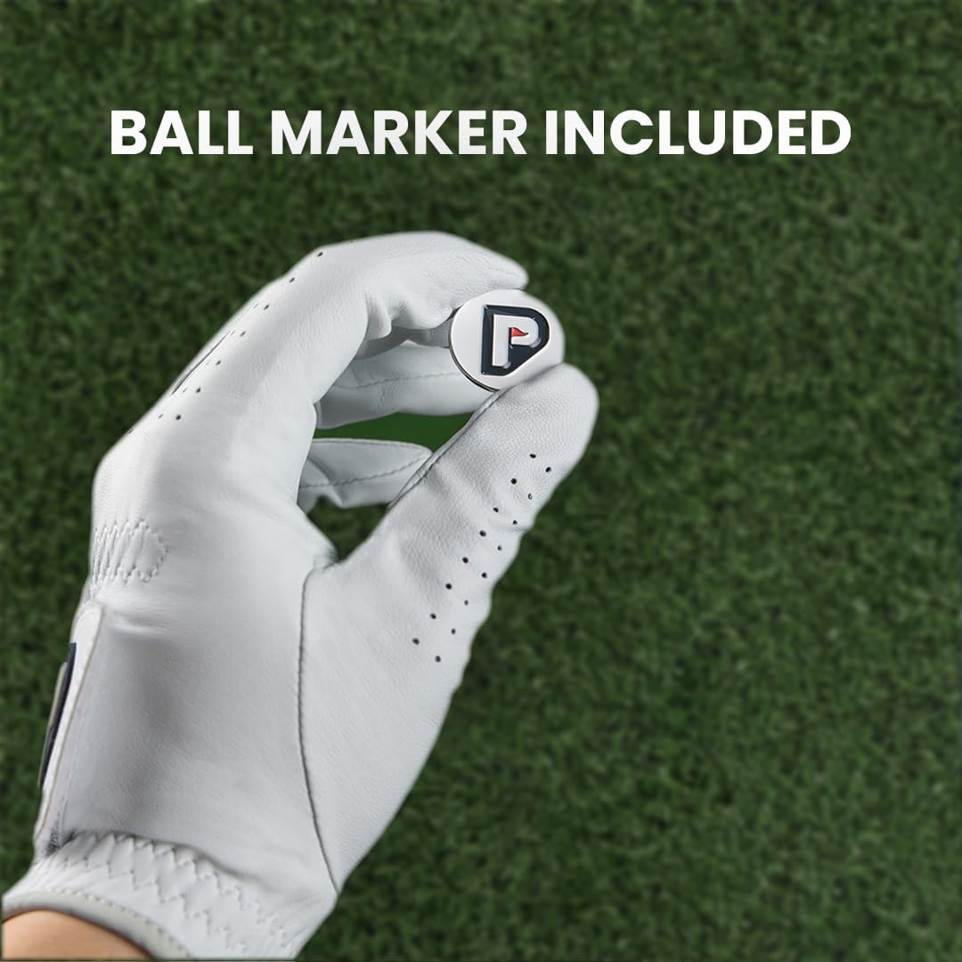 PUR3 Individual - Cabretta Leather Men's Golf Glove, Ultra Soft, with Ball Marker for Right Hand and Left Hand Golfers