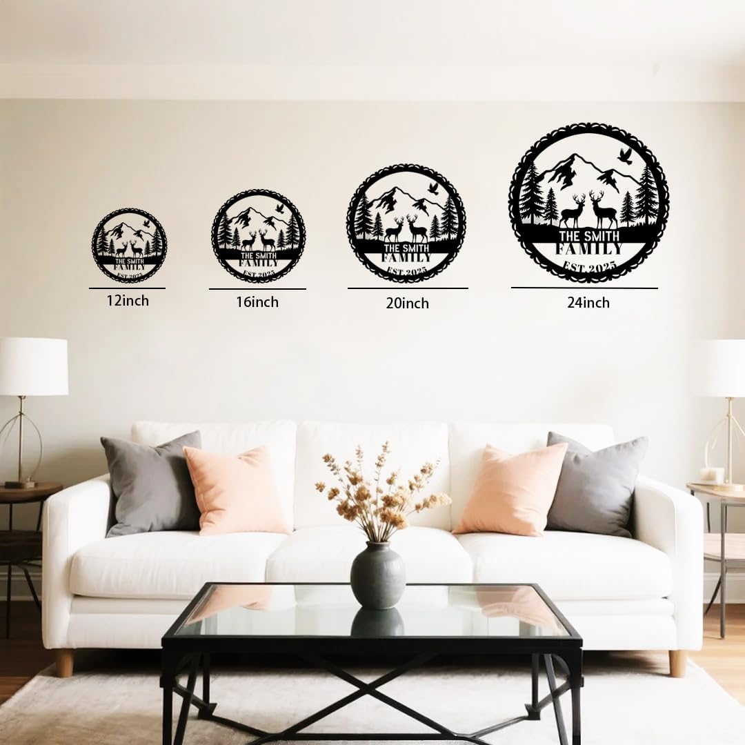 Personalized Forest Deer Metal Name Sign | Custom Metal Signs | Family Wall Art & Split Letter Name | Wedding Gift & Anniversary | Indoor Decor Gift for Women, Men, Wife, Parents, Couple