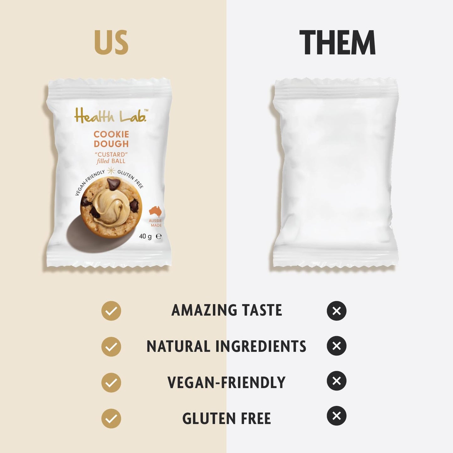 Health Lab - Cookie Dough Custard Filled Balls 480g (12 x 40g)