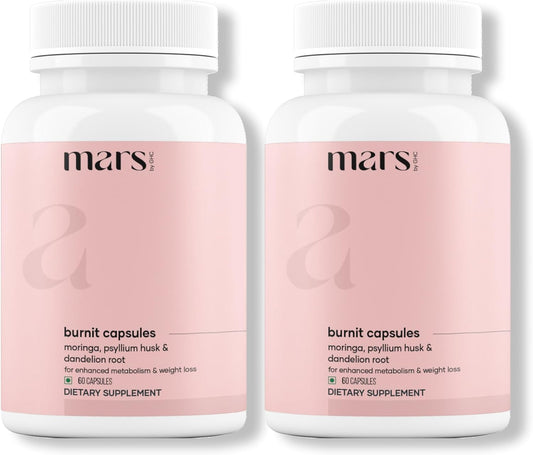 Mars BurnIt Capsules | Enriched with Psyllium Husk, Moringa & Dandelion Root | Supports Digestion, Detox & Weight Management (Pack of 2)