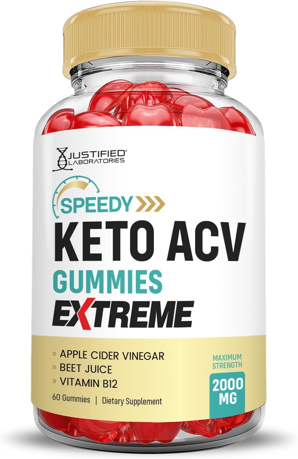Justified Laboratories (3 Pack Speedy Keto ACV Gummies Extreme 2000MG Speedy Keto Gummies Advanced Formula Apple Cider Vinegar with Pomegranate Beet Juice Powder B12 Vegan Non GMO 180 Gummys