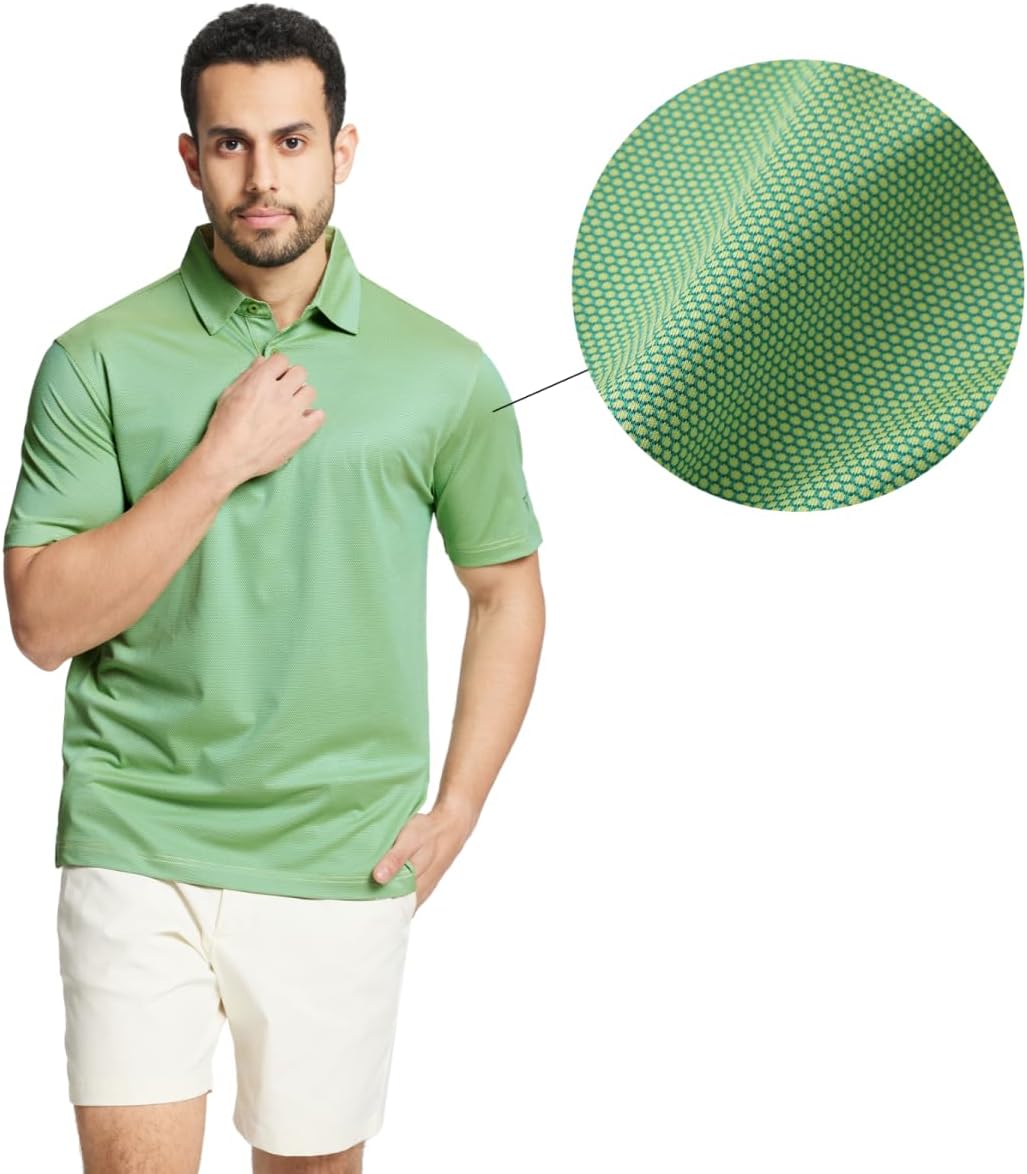 M MAELREG Golf Shirts for Men Dry fit Sports Jacquard Lightweight Performance Texture Short Sleeve Collared Polo Shirts