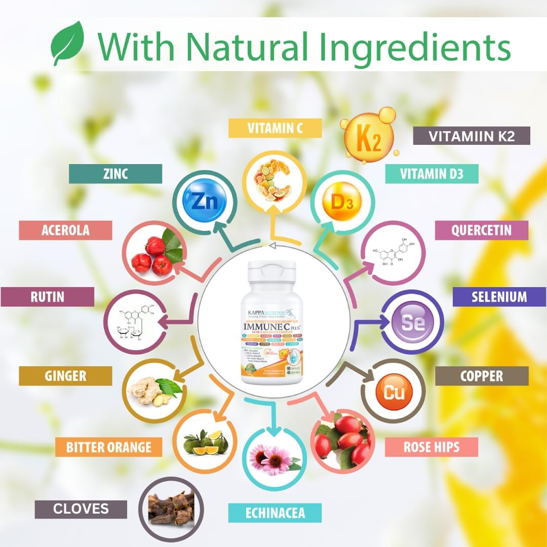 Quercetin 1,000mg, Vitamin C 1,000mg, Zinc 50mg, Vitamin D3 5,000iu, Selenium, Copper, Acerola, Ginger, Rutin, Bitter Orange, Rose Hips, Echinacea, Immune C Plus, 14 in 1 Immune C Plus (120 Count)