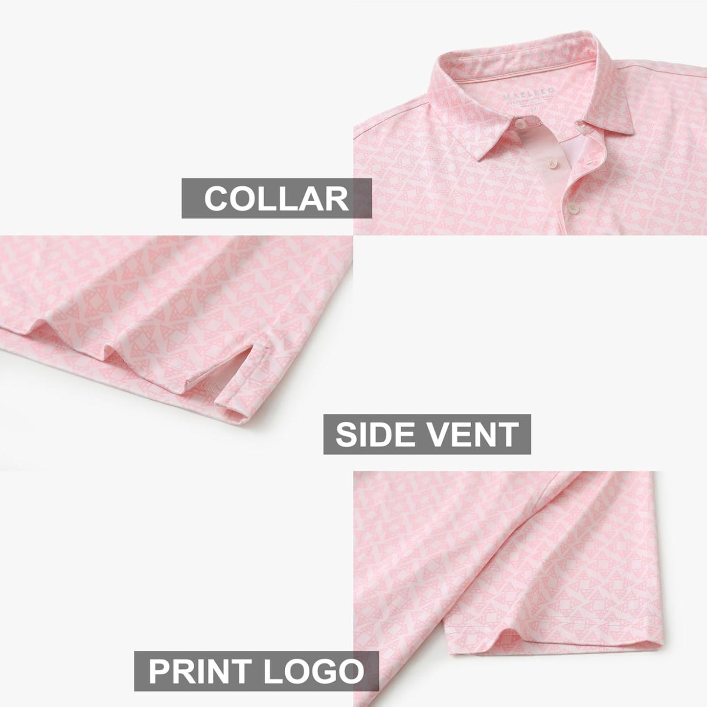 Men's Golf Polo Shirts Short Sleeve Striped Performance Moisture Wicking Dry Fit Golf Shirts for Men