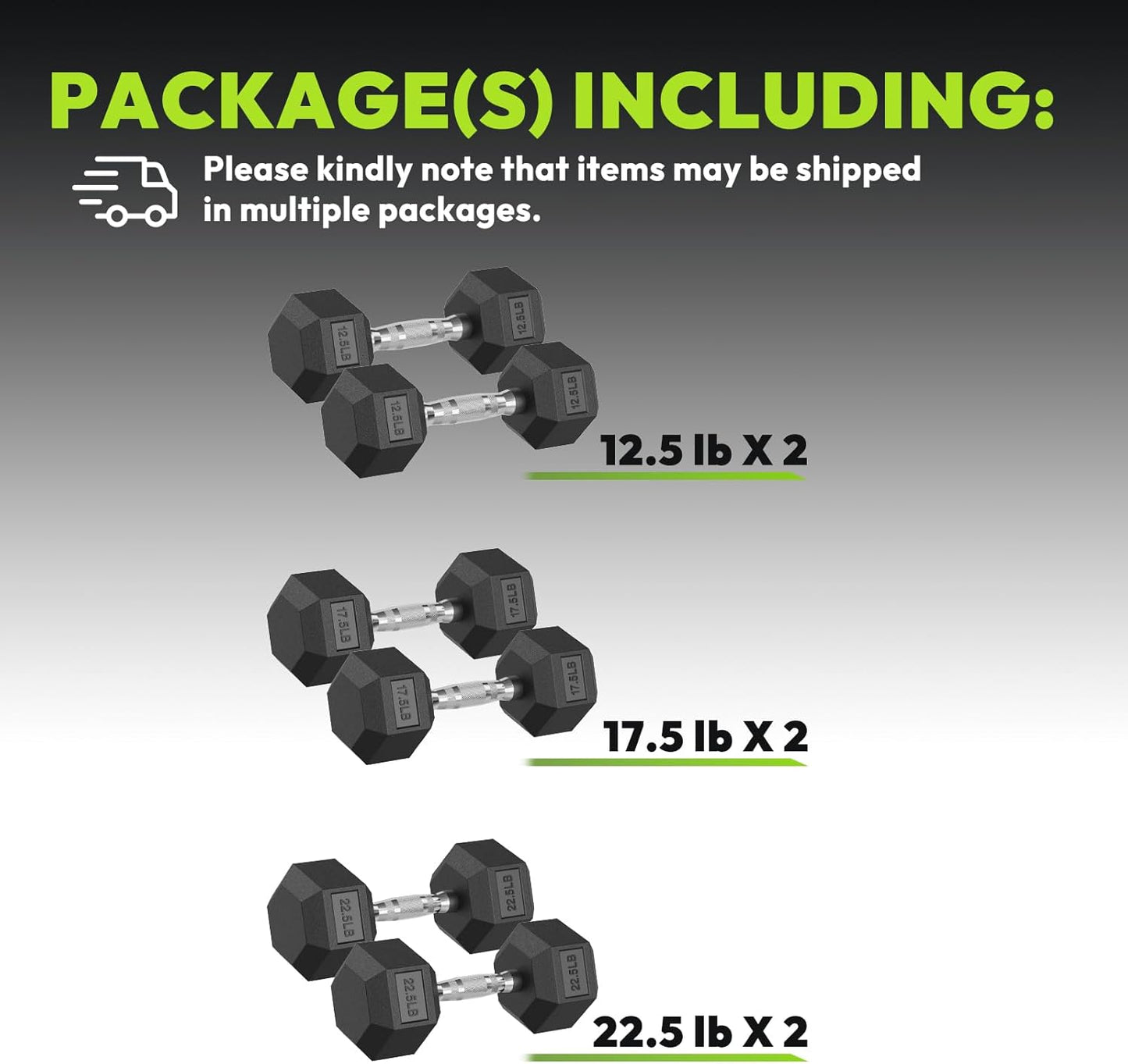 Hex Dumbbell 45-480 lb Set, Rubber Encased Exercise & Fitness Dumbbells for Home Gym, Hand Weights for Strength Training