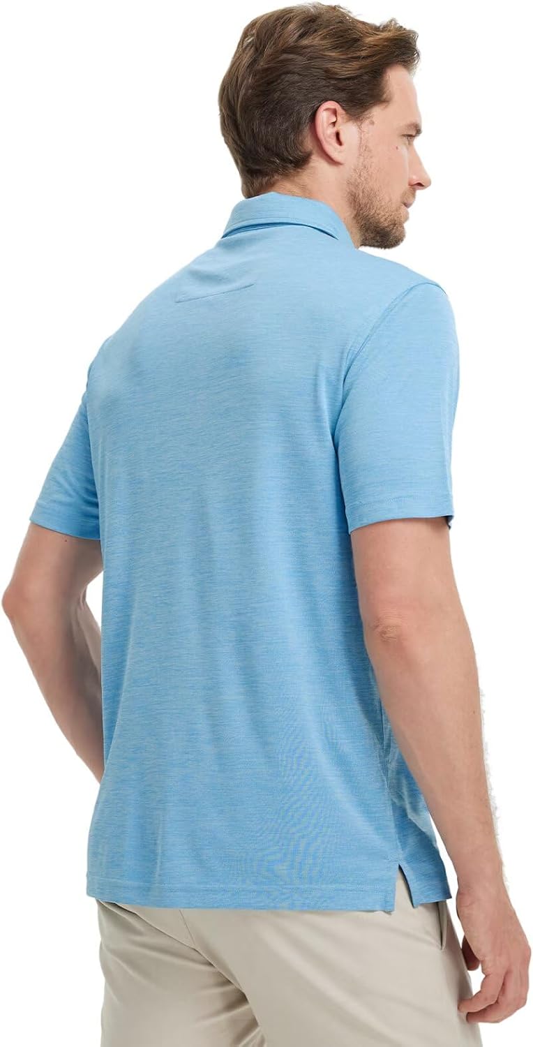 M MAELREG Golf Shirts for Men Short Sleeve Dry Fit Casual Striped Performance Moisture Wicking Collared Mens Polo Shirts