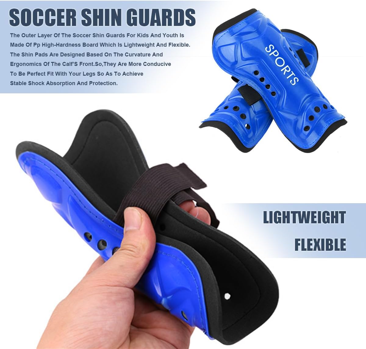 Youth Soccer Shin Guards for Kids Shin Pads Child Calf Protective Gear Protective Soccer Equipment for Boys Girls Children 3-15 Years Old