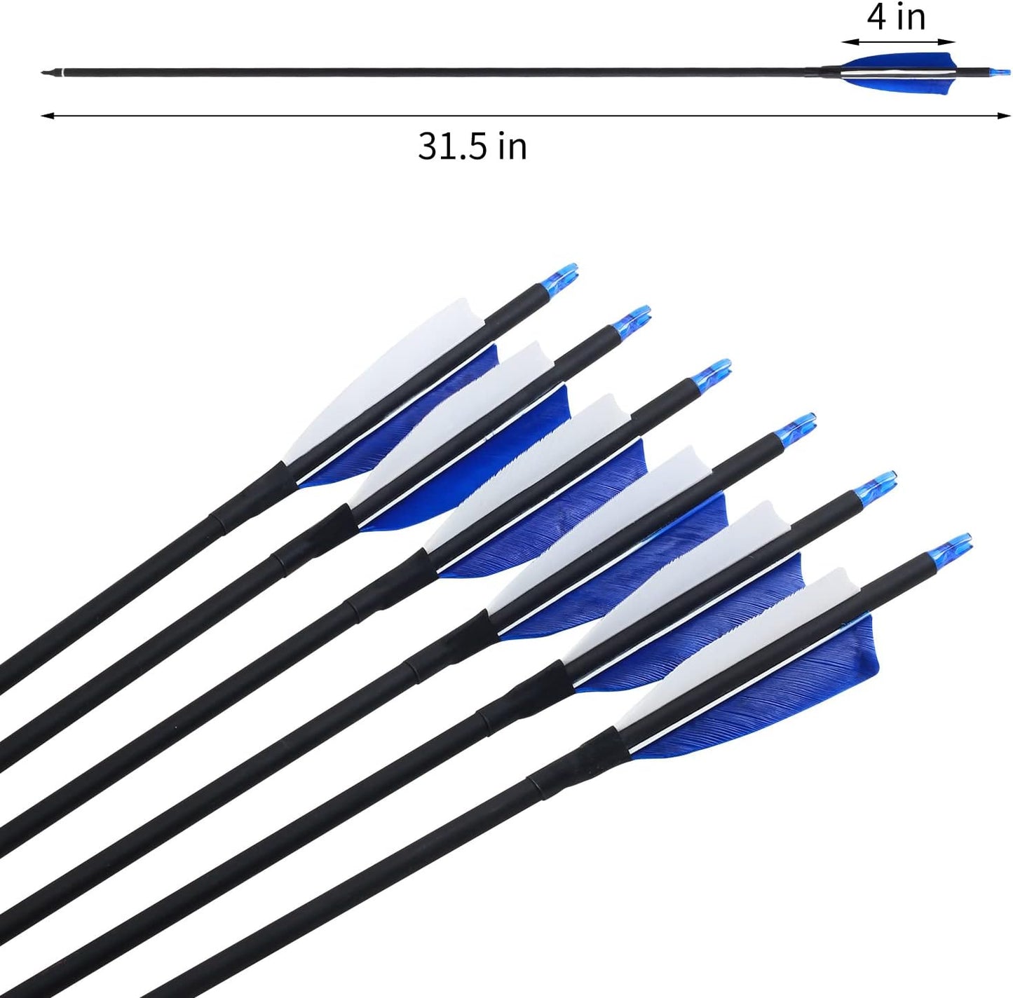 Archery 31" Hunting Arrows with 4" Natural Turkey Feather Carbon Arrows Target Practice Arrows for Traditional Bow Recurve Bow & Longbow - 12Pcs