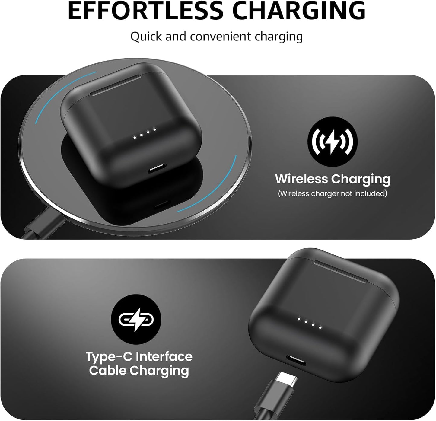 TOZO T6 Wireless Earbuds, IPX8 Waterproof Ear Buds, Stereo Bass Sound Bluetooth 5.3 Headphones in Ear, 50 Hours Playtime Earphones, Wireless Charging Case, Custom 32 EQ via APP