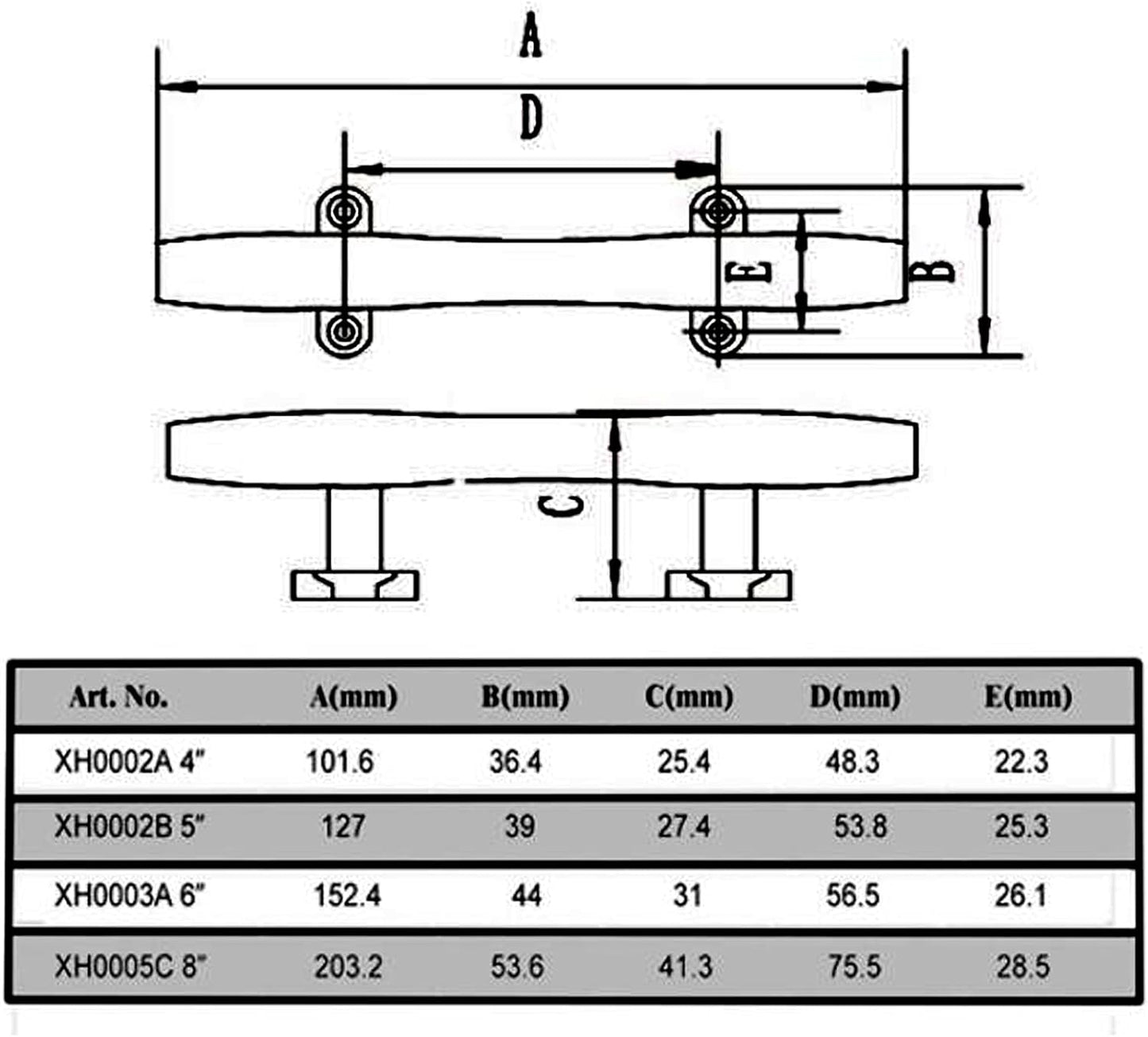 Boat Cleats 4 inch/5 inch/6 inch/8 inch Marine Dock Cleats Stainless Steel Boat Rope Cleat with Fasteners for Marine, Deck, Nautical Décor