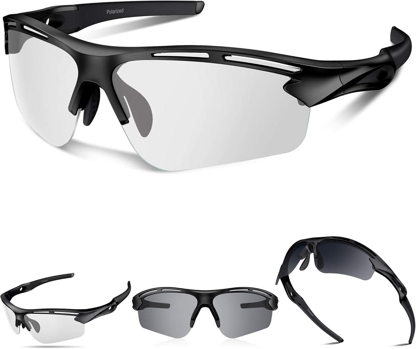 Polarized Sports Sunglasses for Men Women,UV400 Protection Sunglass for Running Cycling Fishing Hiking TR90