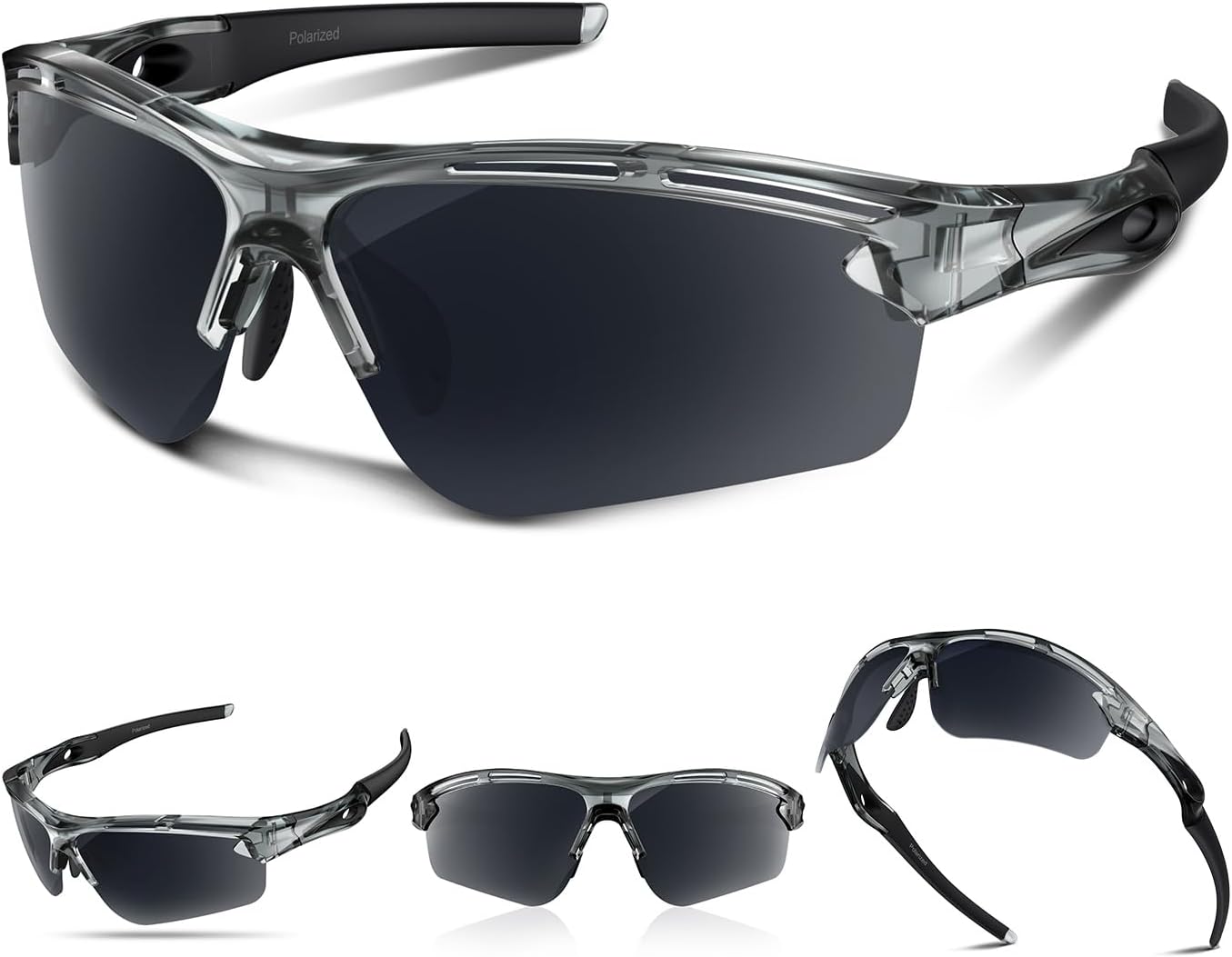 Polarized Sports Sunglasses for Men Women,UV400 Protection Sunglass for Running Cycling Fishing Hiking TR90