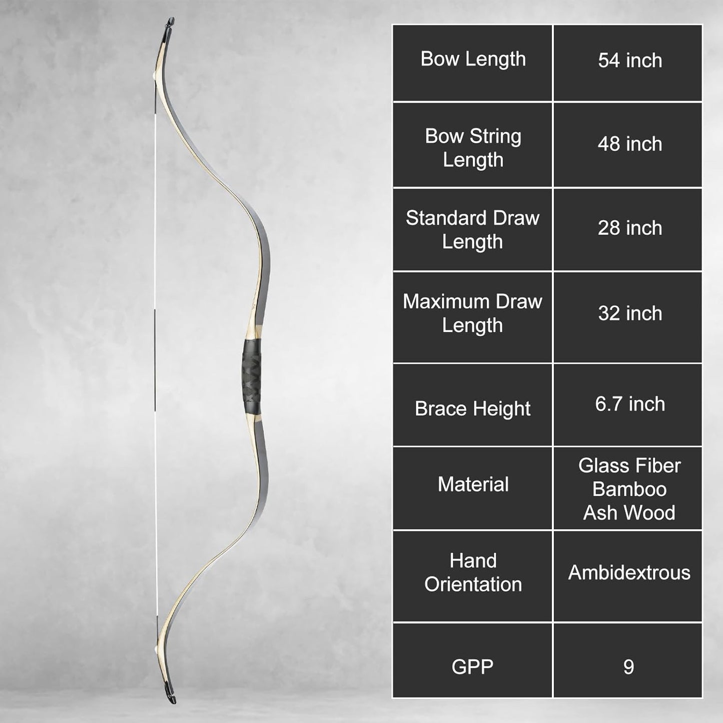 AF Archery Tatar Recurve Bow, 54" Traditional Laminated Horse Bow for Mounted Archery and Precision Shooting Longbow Left Right Hand
