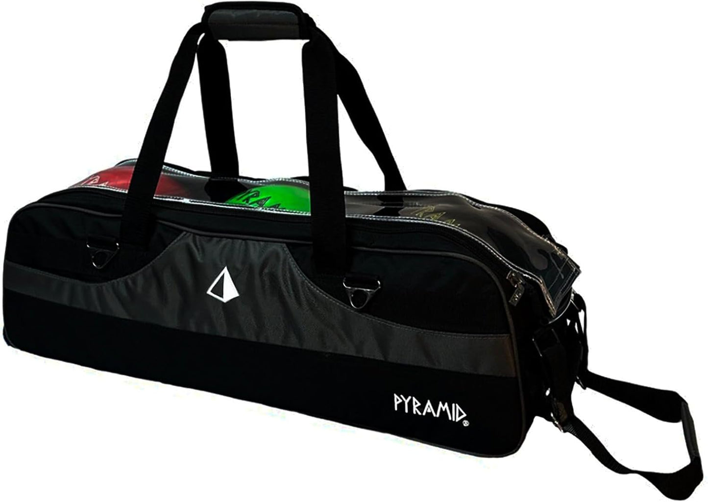 Pyramid Path Slim Triple Tote Roller Bowling Bag (No Shoe Pocket) With Large Side Accessory Pockets - Lightweight and Designed for Travel
