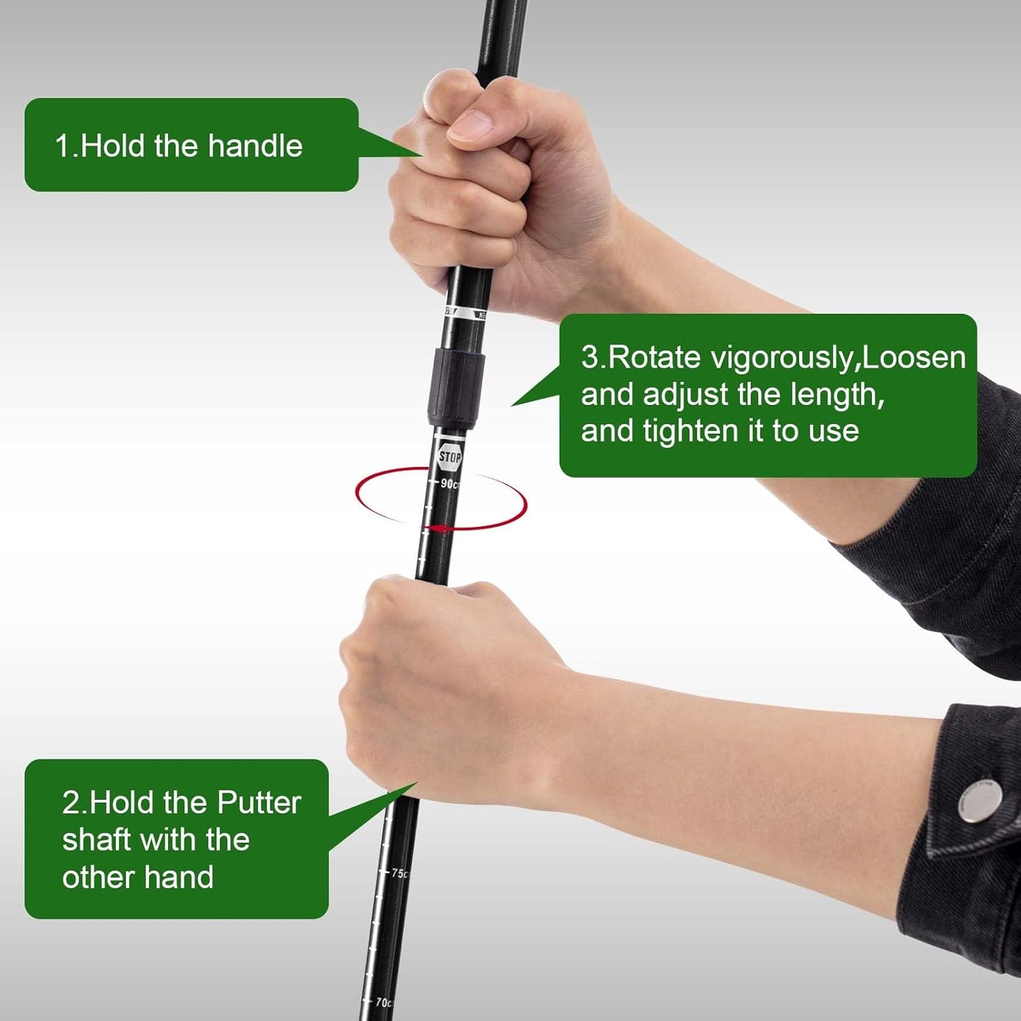 Lenwen 2 Pcs Golf Putter for Men Women Adjustable Length Two Way Putter Right or Left Handed Golfers Mini Golf Club with Practice Balls for Adults