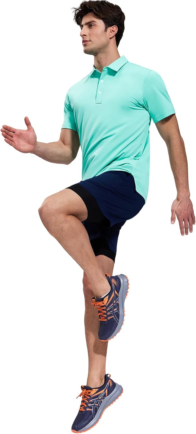 MIER Polo Shirts for Men Short Sleeve Dry Fit Performance Golf Tennis Active Collared Shirts, UPF 50+ Sun Protection