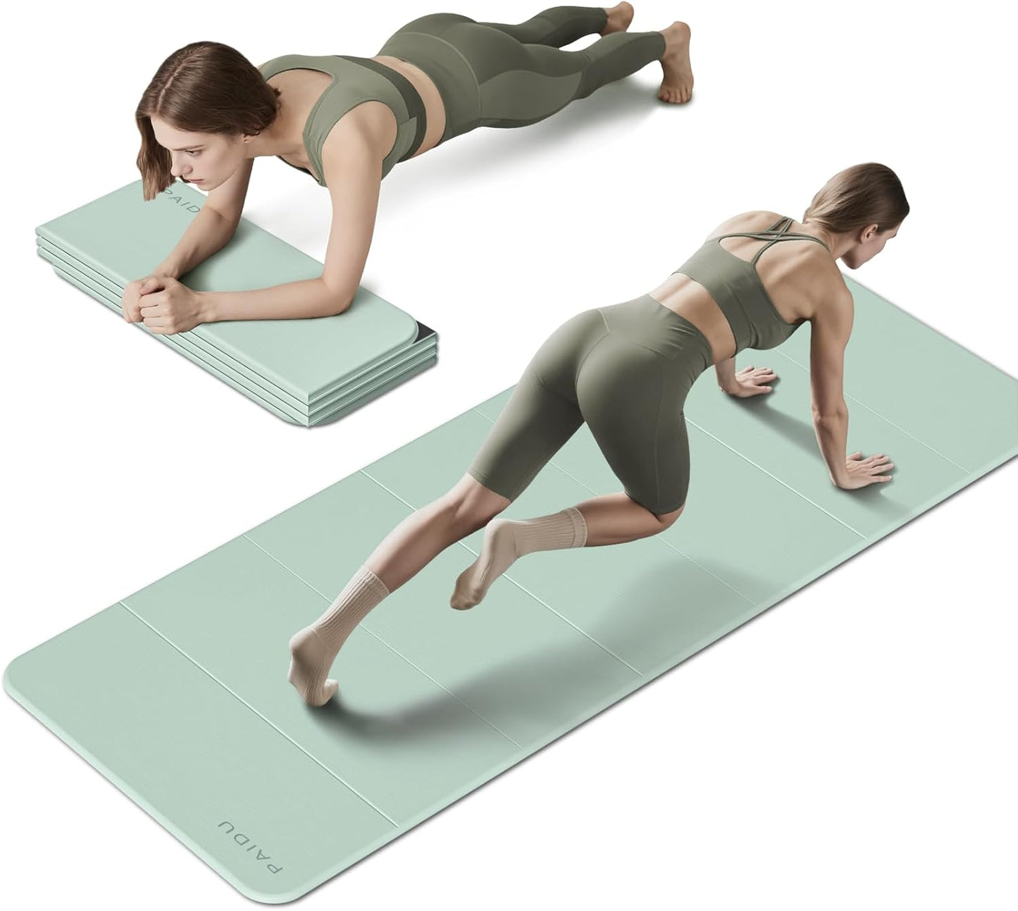 Foldable Fitness Yoga Mat | 2/5" (10MM) Extra Thick | SGS Certified Non-Slip TPE | 75x26" Extra Long-Wide | Portable & Easy Store | for Yoga, Pilates, Home Gym & Full-Body Workouts