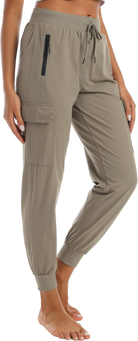 Kcutteyg Womens Water Resistant Hiking Pants with Pockets Quick Dry Soft Athletic Workout Joggers Pants for Camping Travel