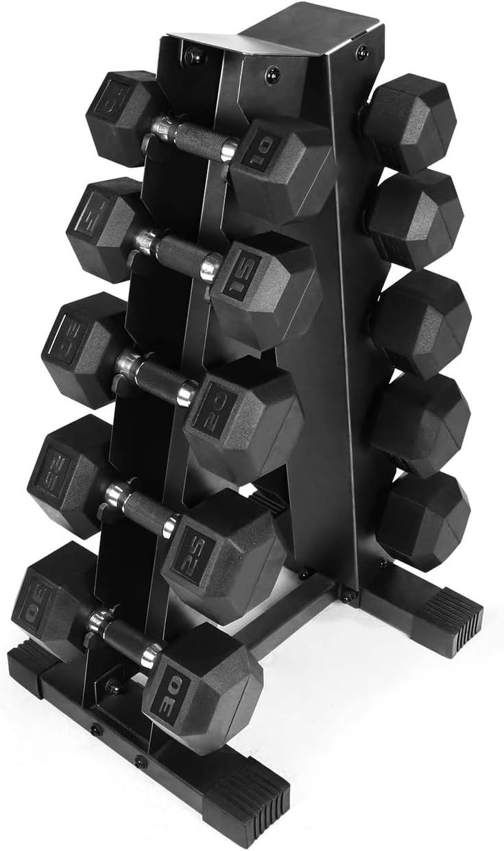 WF Athletic Supply 200Lb Dumbbell Set, 10-30Lb Dumbbell Set with A Frame Storage Rack for Muscle Toning, Strength Building & Weight Loss - Multiple Choices Available