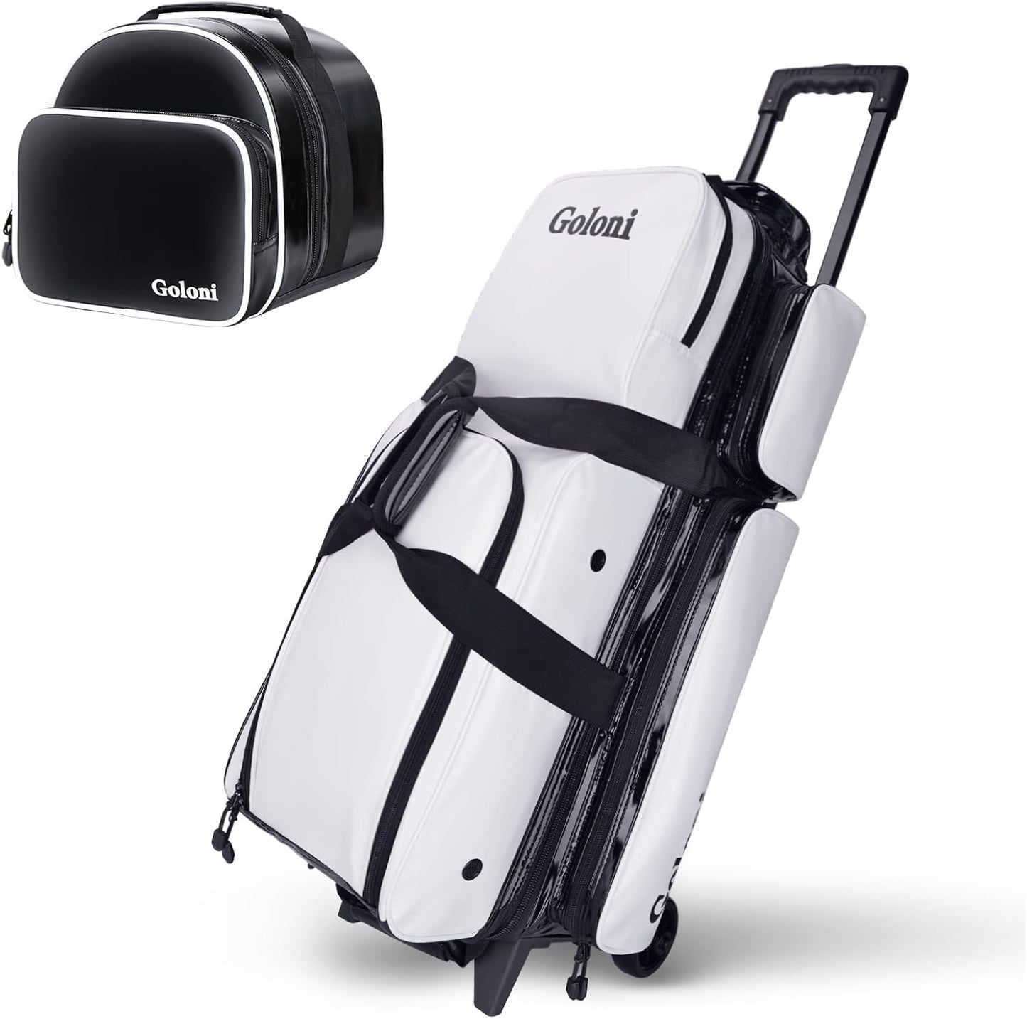 4 Ball Bowling Bags with Wheels,3 Ball Bowling Bag + 1 Ball Tote,Separate Shoe Compartment for Shoes (Up To US Men Size 16)