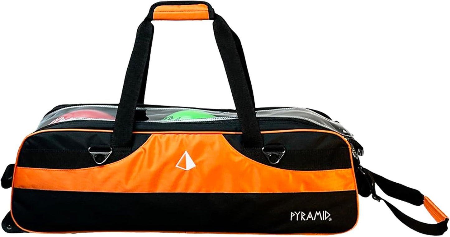 Pyramid Path Slim Triple Tote Roller Bowling Bag (No Shoe Pocket) With Large Side Accessory Pockets - Lightweight and Designed for Travel