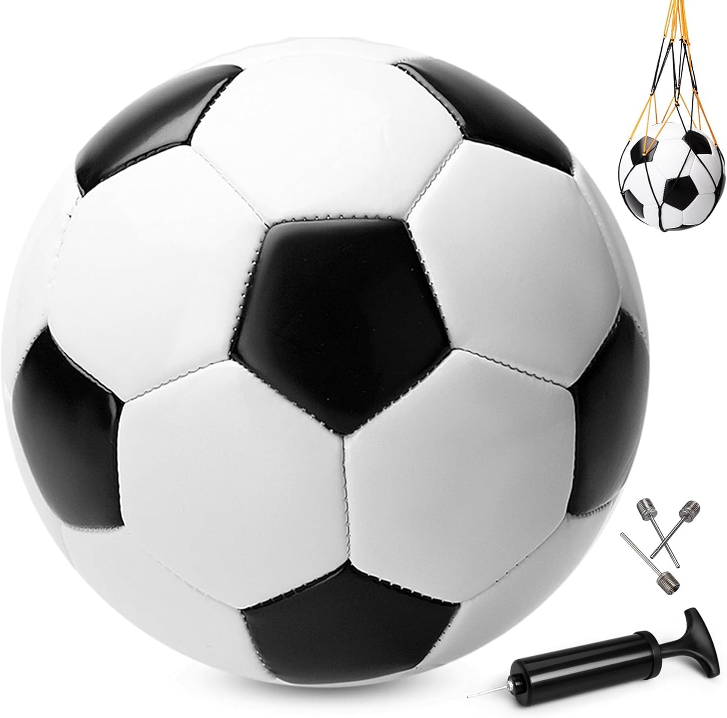 Soccer Ball Size 3/4/5 with Pump & Bag - Pack of 1, 2 or 3 - Official Size & Weight - Classic Black & White - Indoor Outdoor Use - Durable & Long-Lasting - Ideal Gift for Toddler, Kids, Youth & Adults