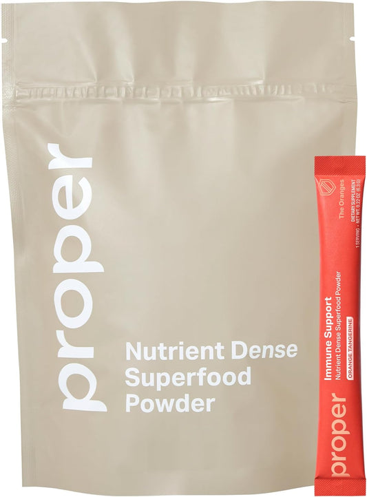 Proper, The Oranges Immune Support Supplement. Orange Tangerine Drink Mix. Elderberry Vitamin C and Zinc Complex with Echinacea, Immunity Vitamins, Phytonutrients and Gut Health Probiotic