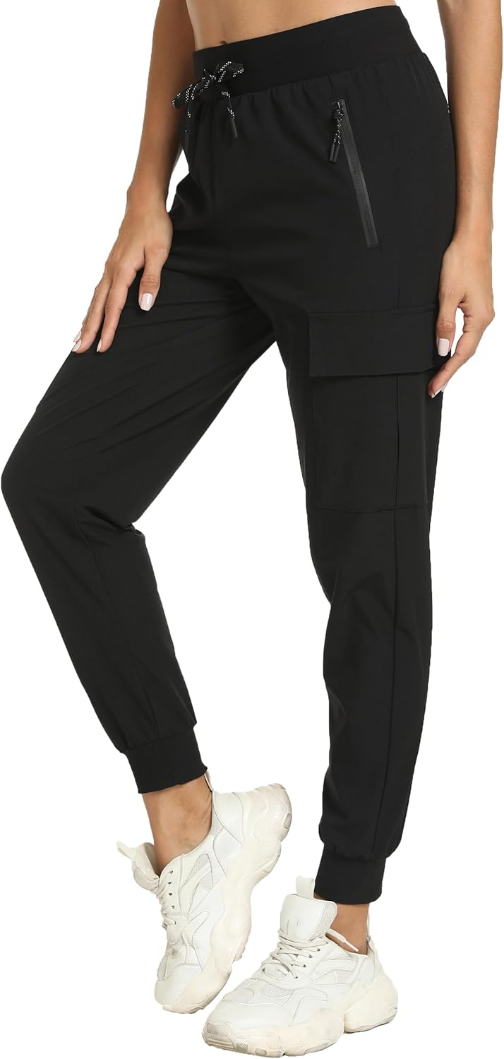 Kcutteyg Womens Water Resistant Hiking Pants with Pockets Quick Dry Soft Athletic Workout Joggers Pants for Camping Travel