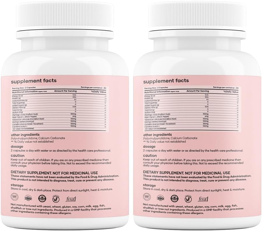 Mars Fat Burn Capsules with Psyllium Husk, Moringa & Dandelion Root – Herbal Blend for Active Routine (Pack of 2)