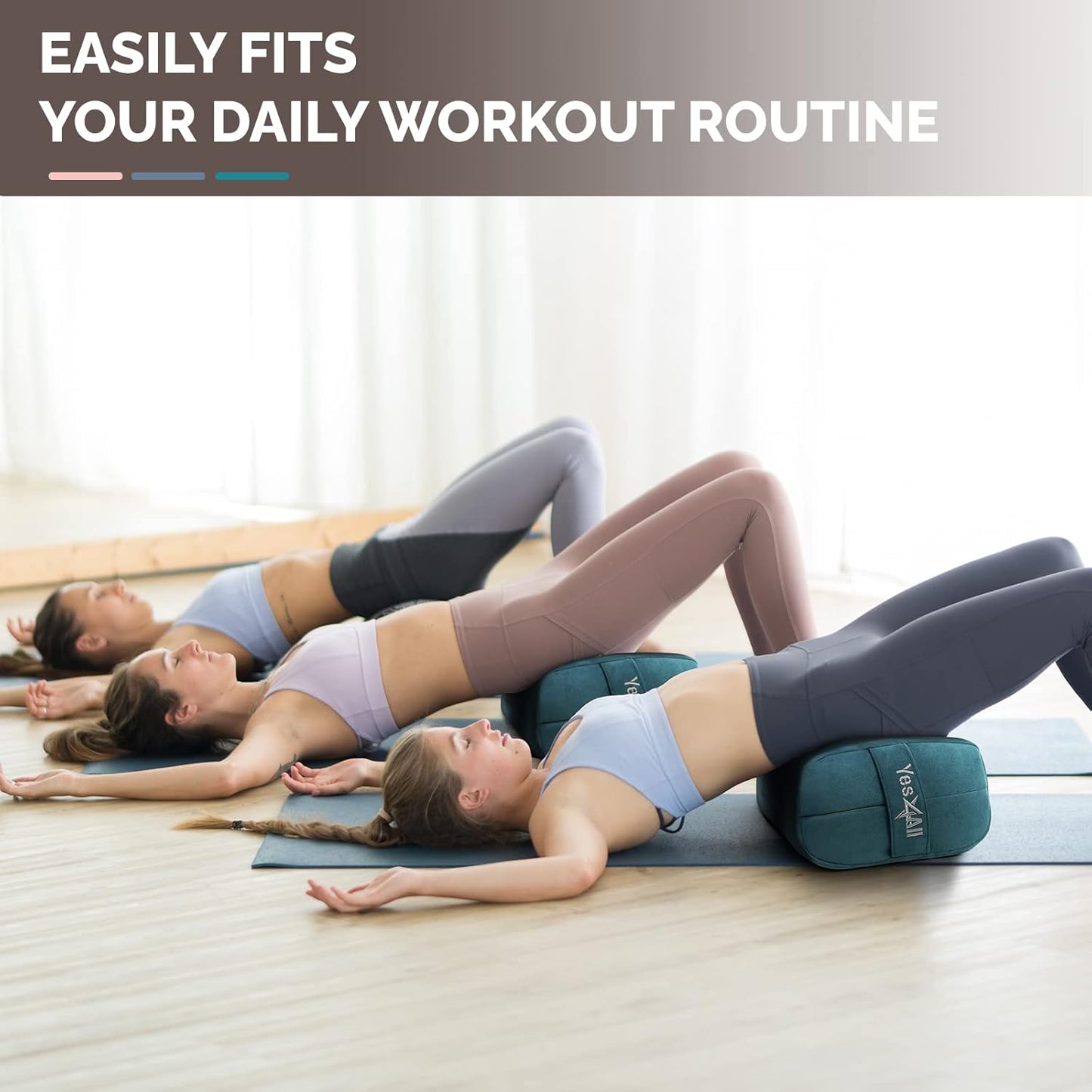 Yes4All Triple-Layer Sponge Yoga Bolster Pillow for Restorative Yoga & Meditation - Versatile Yoga Support Pillow, Balance & Poses Modification